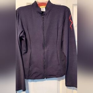 Shiva Shakti Womens Large Black Rust Track Jacket Full Zip Yoga Sweatshirt USA